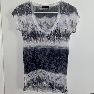 BUNDLE & SAVE! Sheer fitted top w multicolored rhinestones medium NWOT